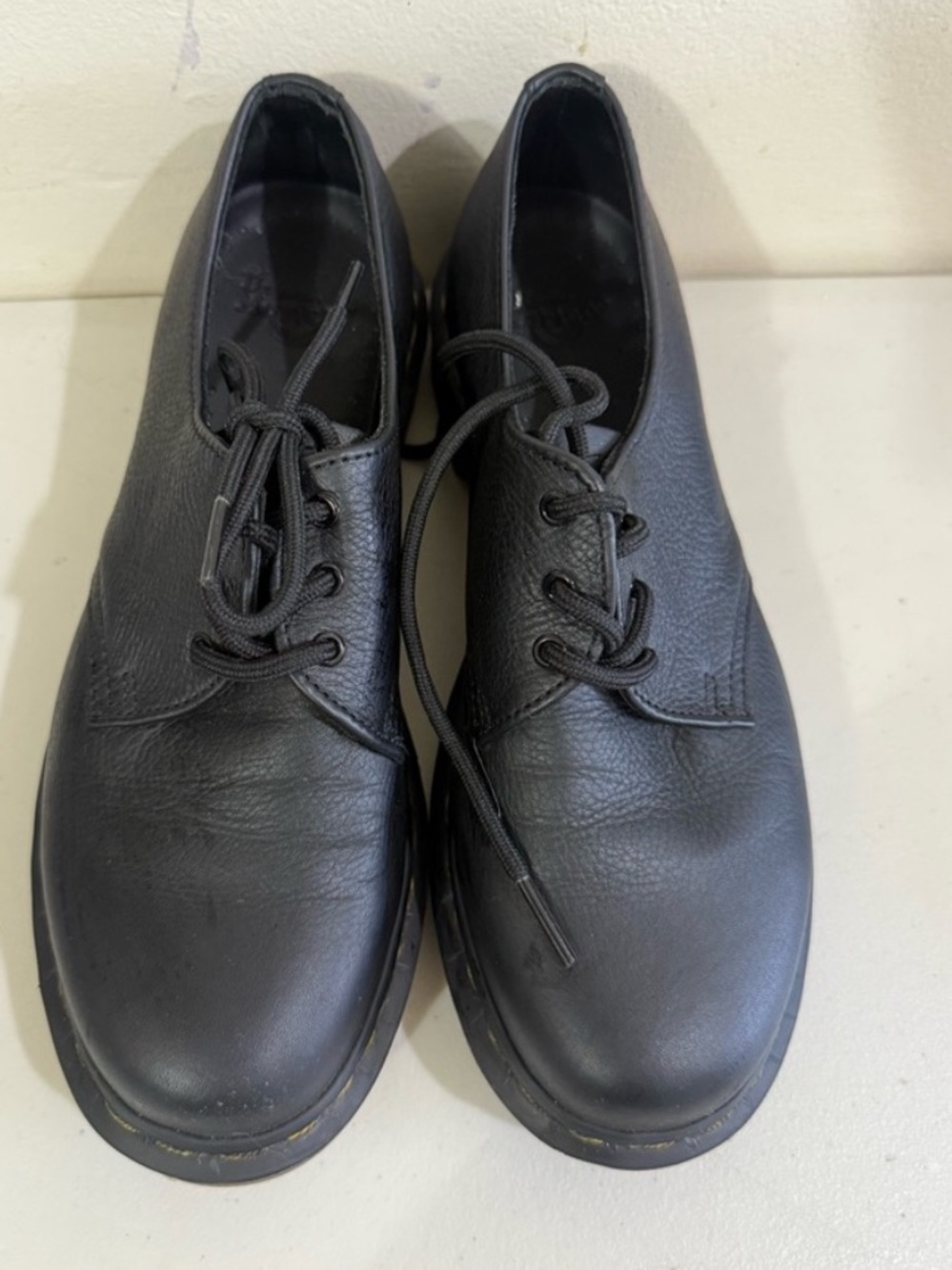Dr. Martens Black Leather 3-Eye Derby Shoes - Classic Lace-Up